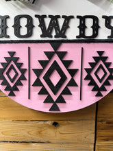 Load image into Gallery viewer, Howdy Pink and White Aztec Door Hanger