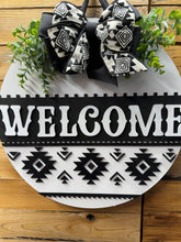 Load image into Gallery viewer, z Aztec Black and White Welcome Door Hanger