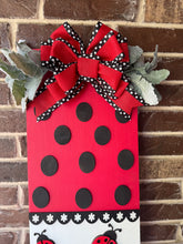 Load image into Gallery viewer, 🌼 Ladybug "Welcome to Our Home" Wooden Porch Leaner | Handcrafted Rustic Porch Sign | Spring & Summer Outdoor Decor