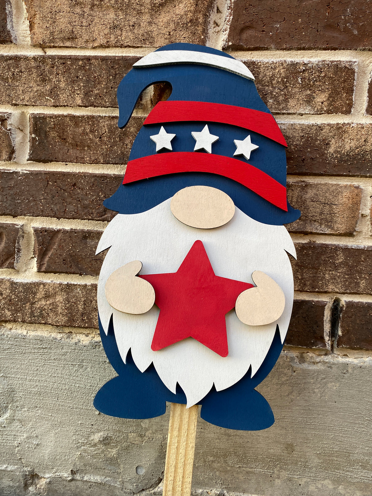 Patriotic Gnome Yard Art