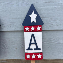 Load image into Gallery viewer, 3 Piece Patriotic USA Themed Outdoor Bottle Rocket Set - Red White and Blue