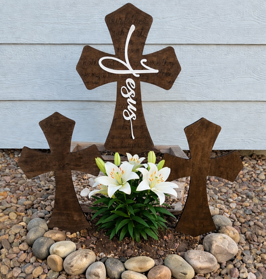 Rustic Wooden Easter Cross Trio