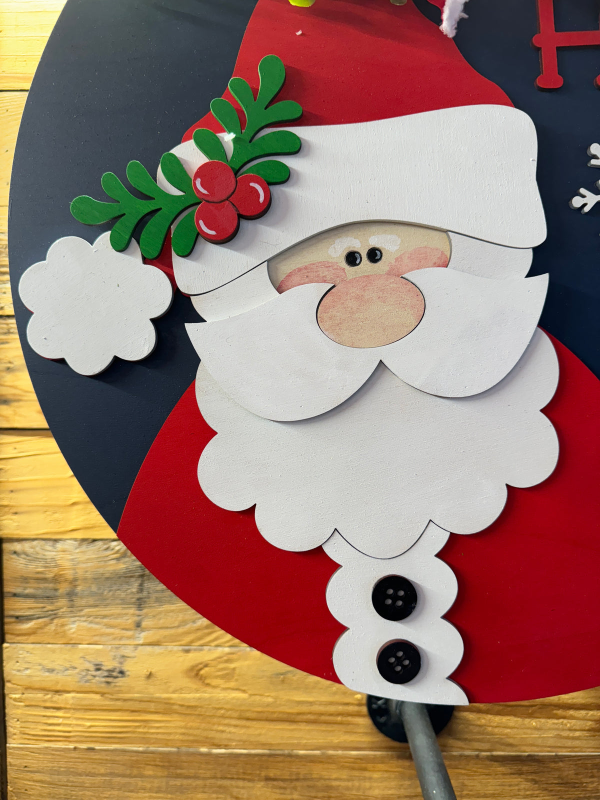 HO HO HO Santa Christmas Door Hanger – 18-Inch Round Holiday Door Décor