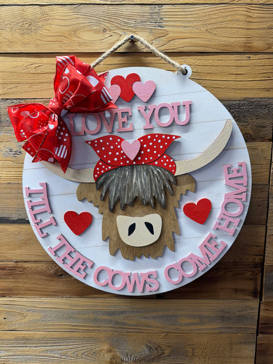Valentine's Day Highland Cow Door Hanger