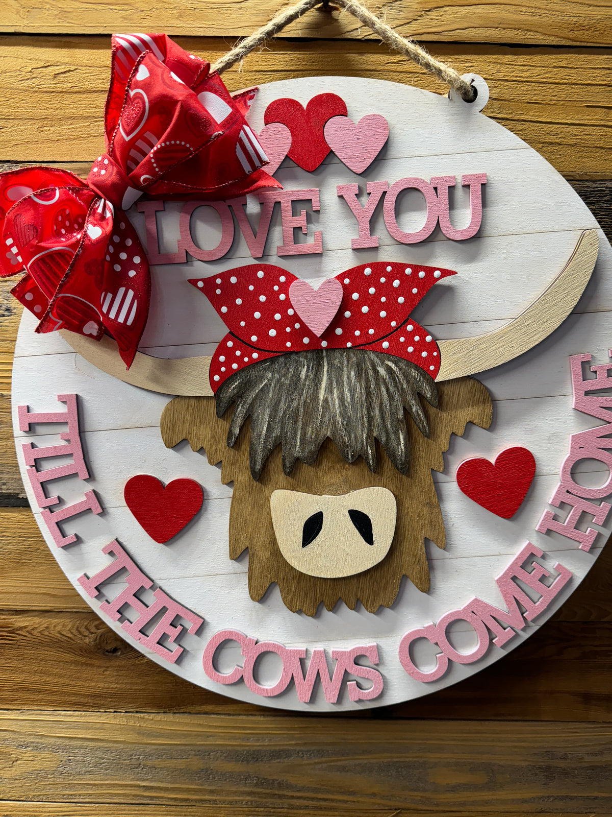 Valentine's Day Highland Cow Door Hanger