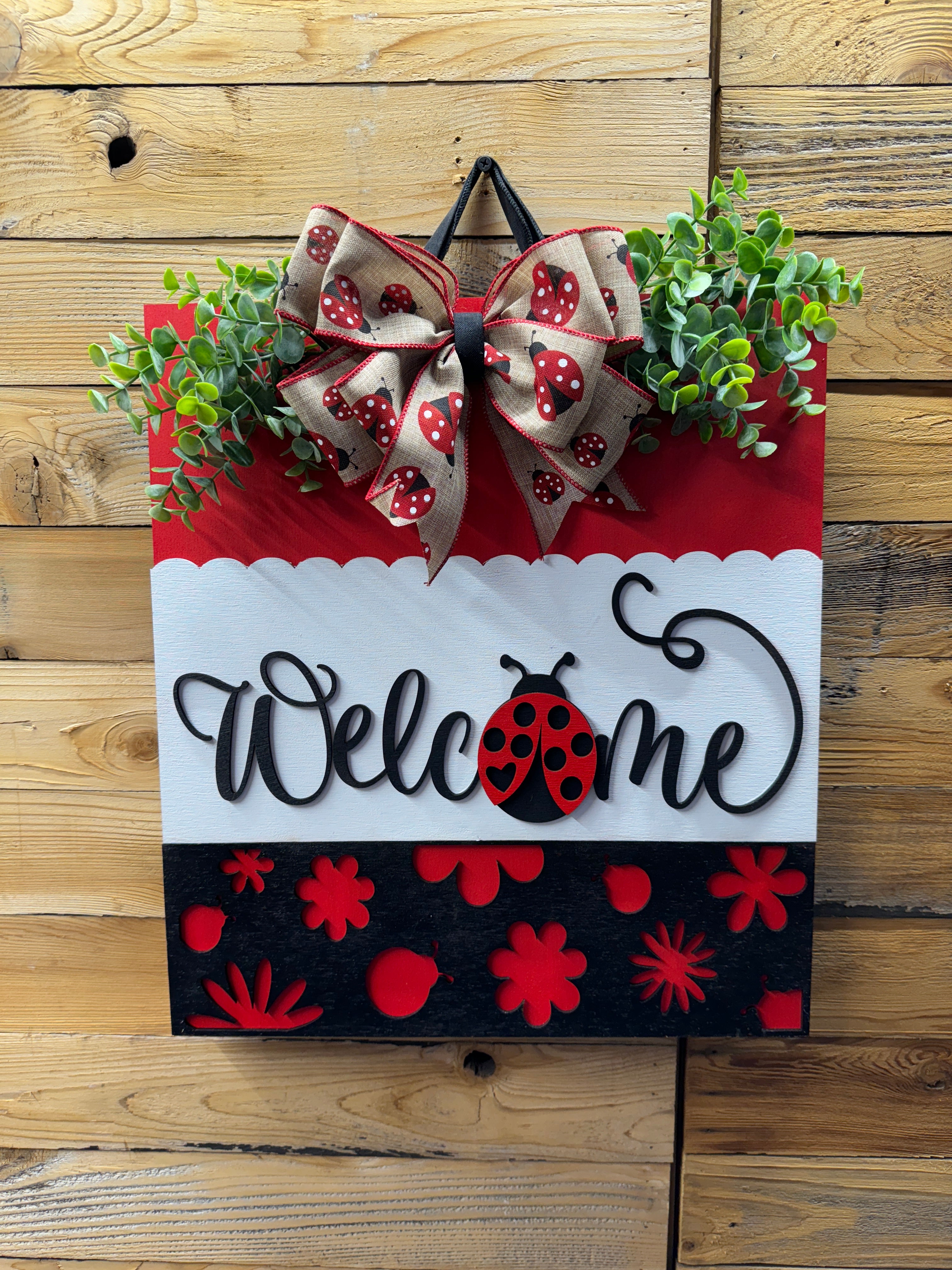 Lady Bug Welcome Door Hanger