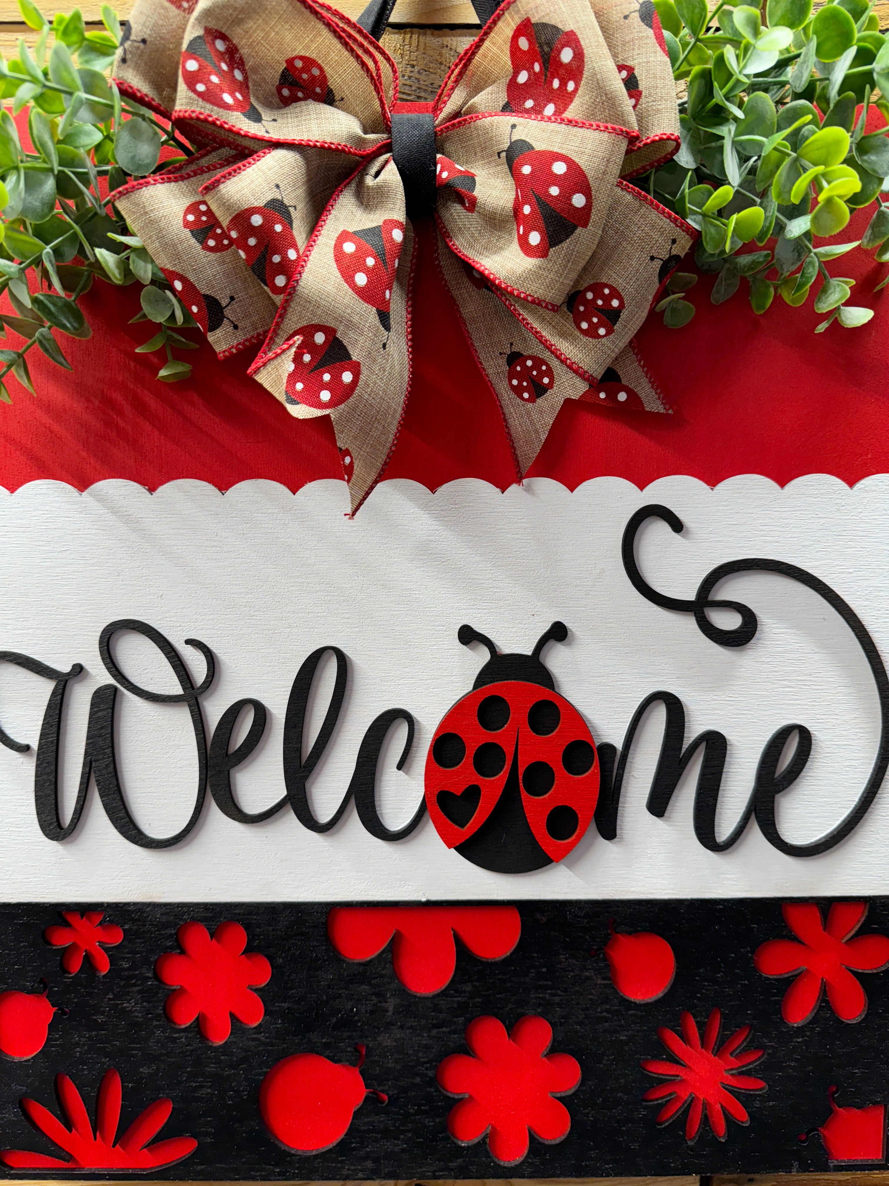 Lady Bug Welcome Door Hanger