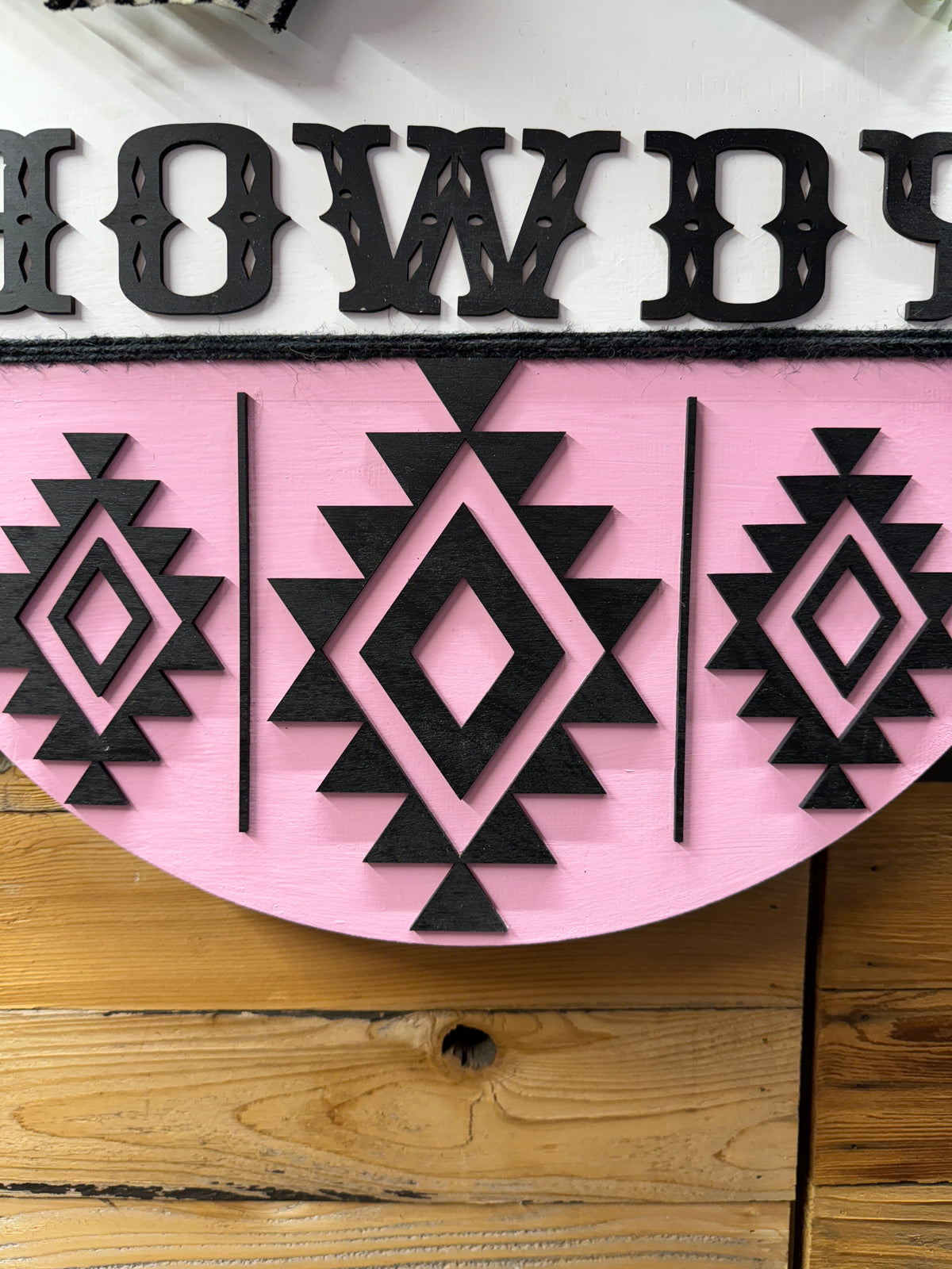 Howdy Pink and White Aztec Door Hanger