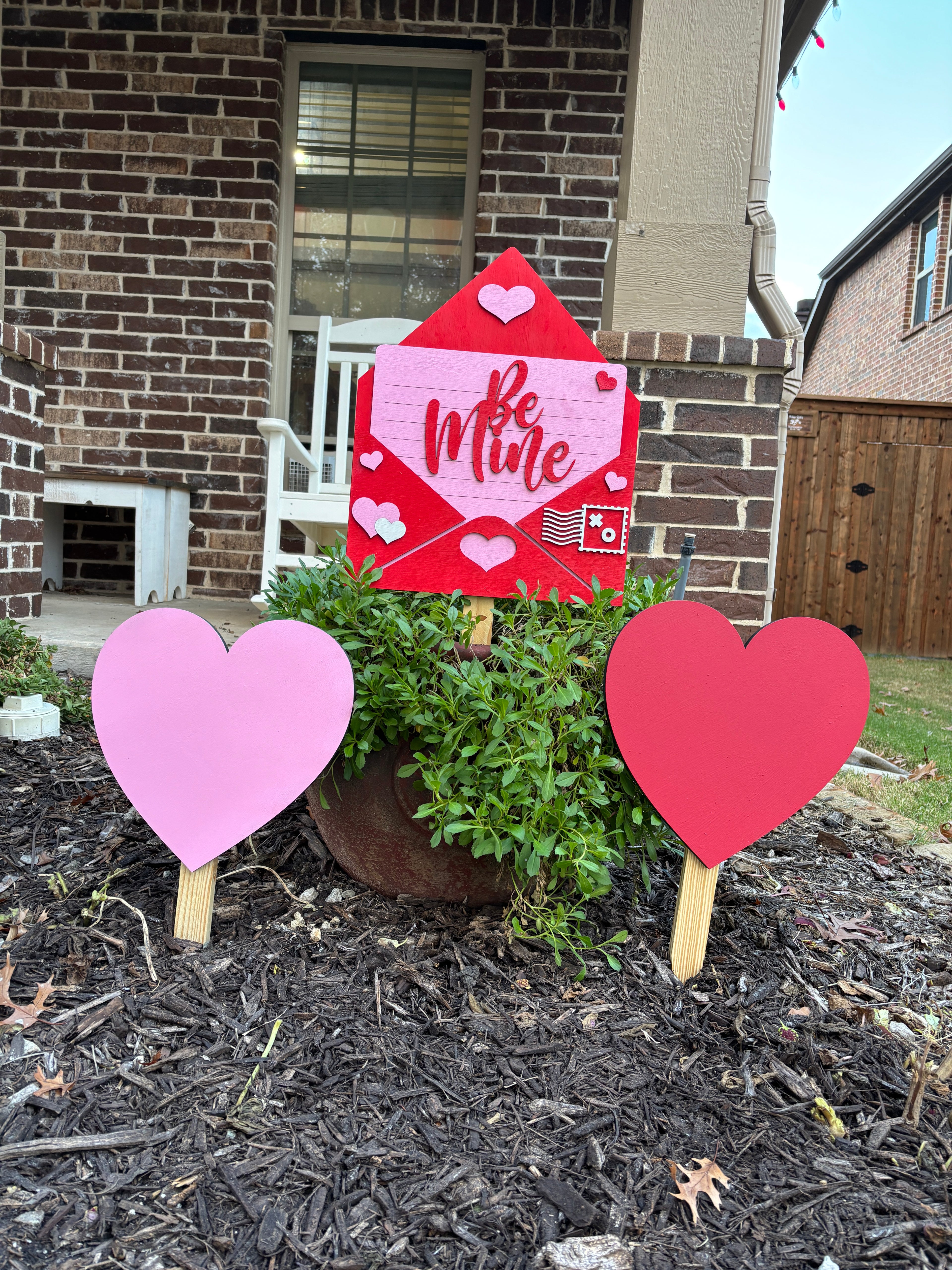 Be Mine Valentine's Day Yard Art Trio