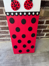 Load image into Gallery viewer, 🌼 Ladybug &quot;Welcome to Our Home&quot; Wooden Porch Leaner | Handcrafted Rustic Porch Sign | Spring &amp; Summer Outdoor Decor
