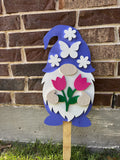 Gnome with Tulips Yard Art