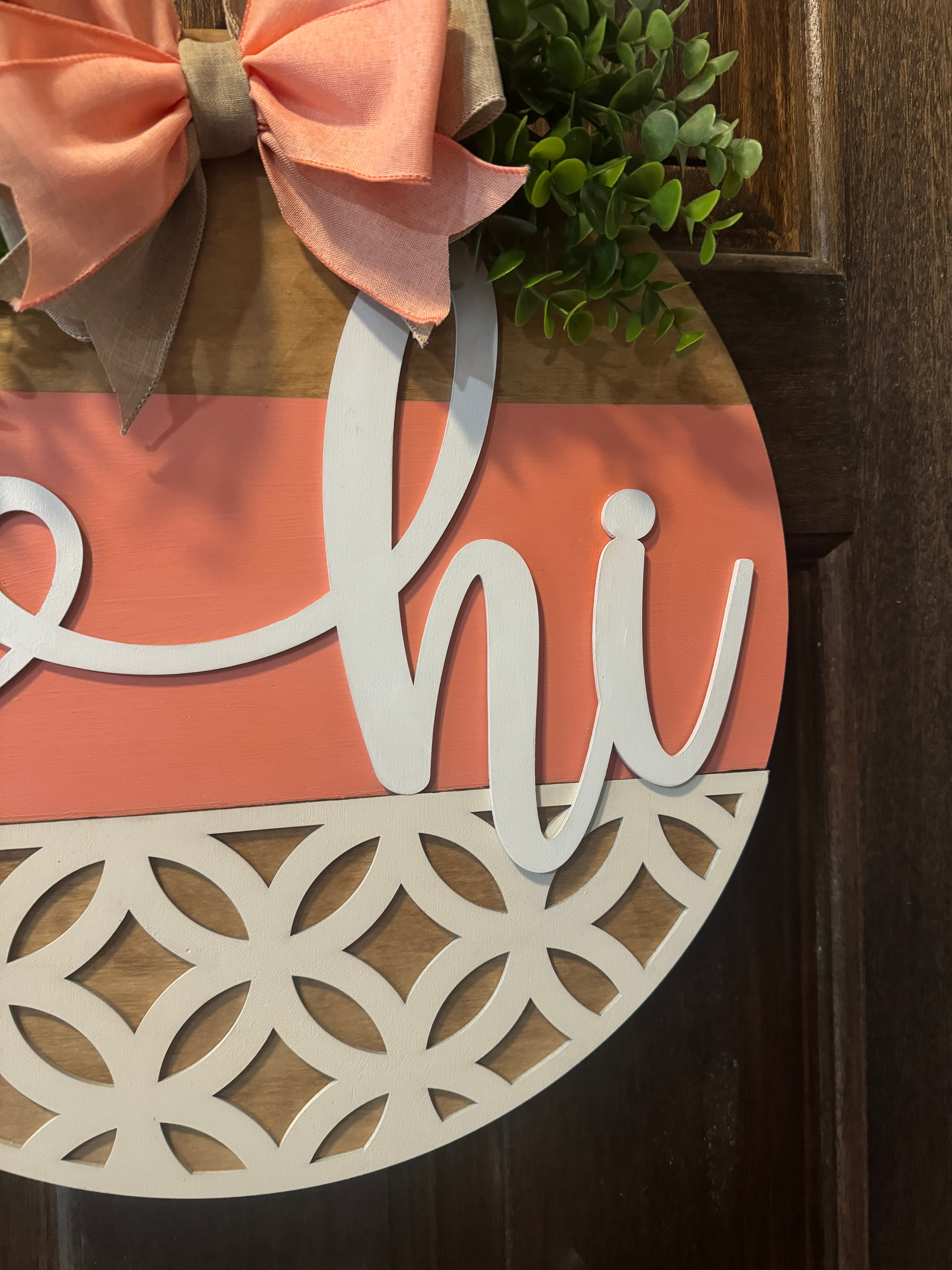 Hi Boho Door Hanger  Hi Door Decor  Porch Decor