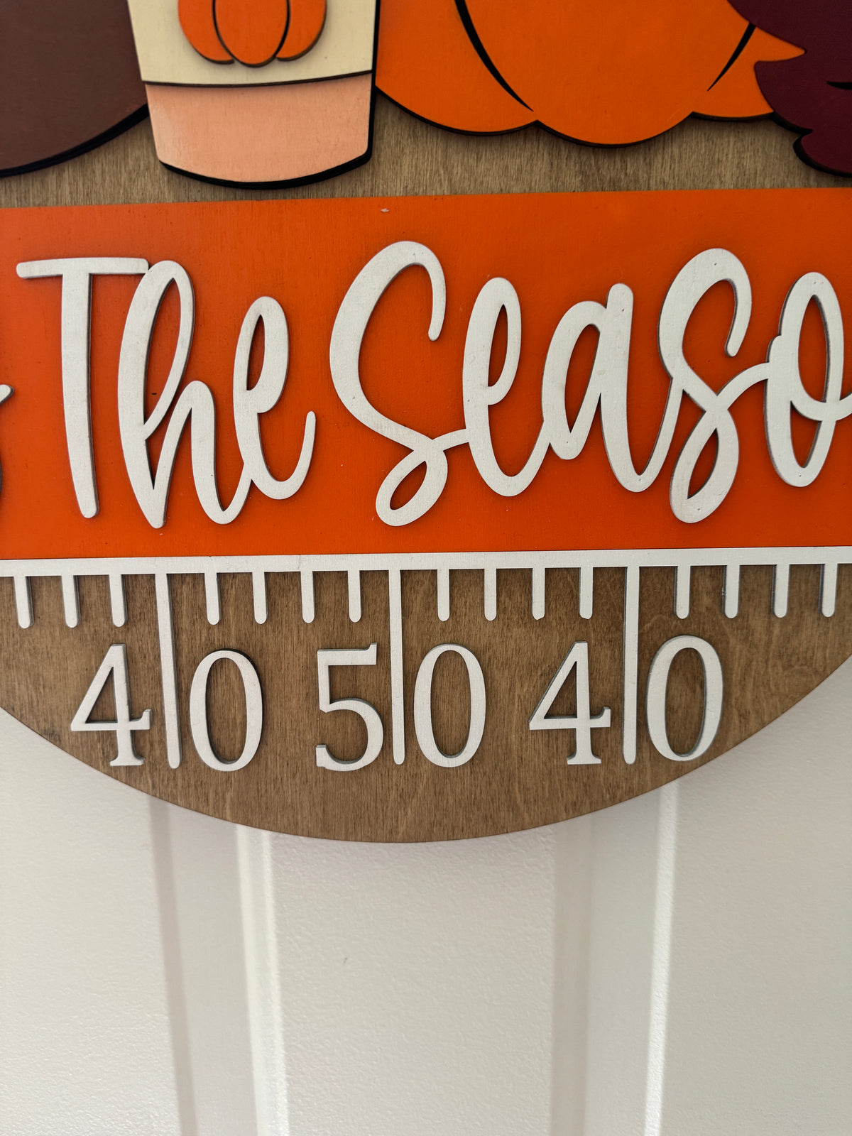 "Tis The Season" Fall Football Door Hanger | Yardline Wood Sign with Pumpkin Spice Latte & Pumpkins | Autumn Sports Porch Decor | Burlap Bow