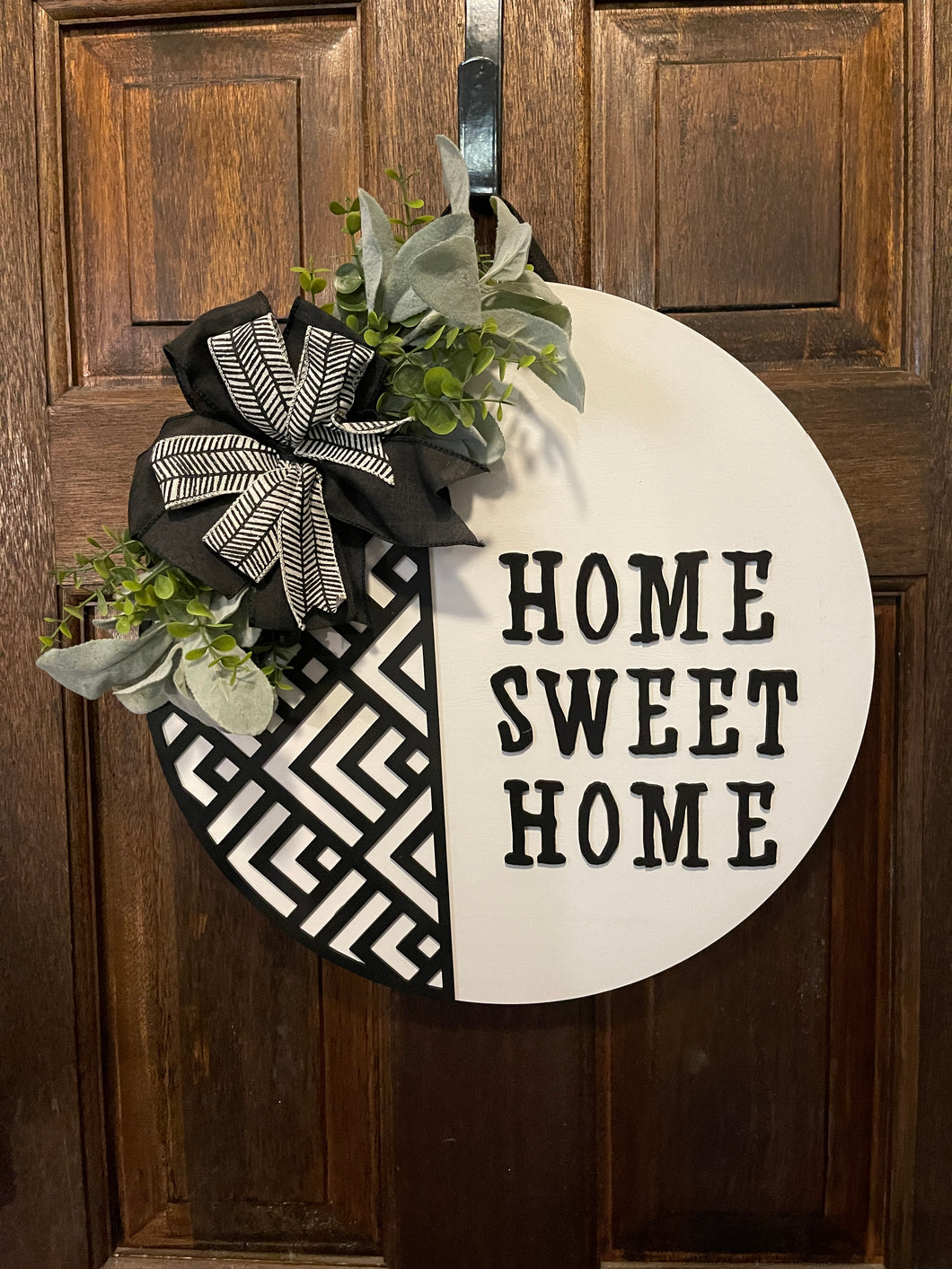 Black and White Aztec Door Hanger