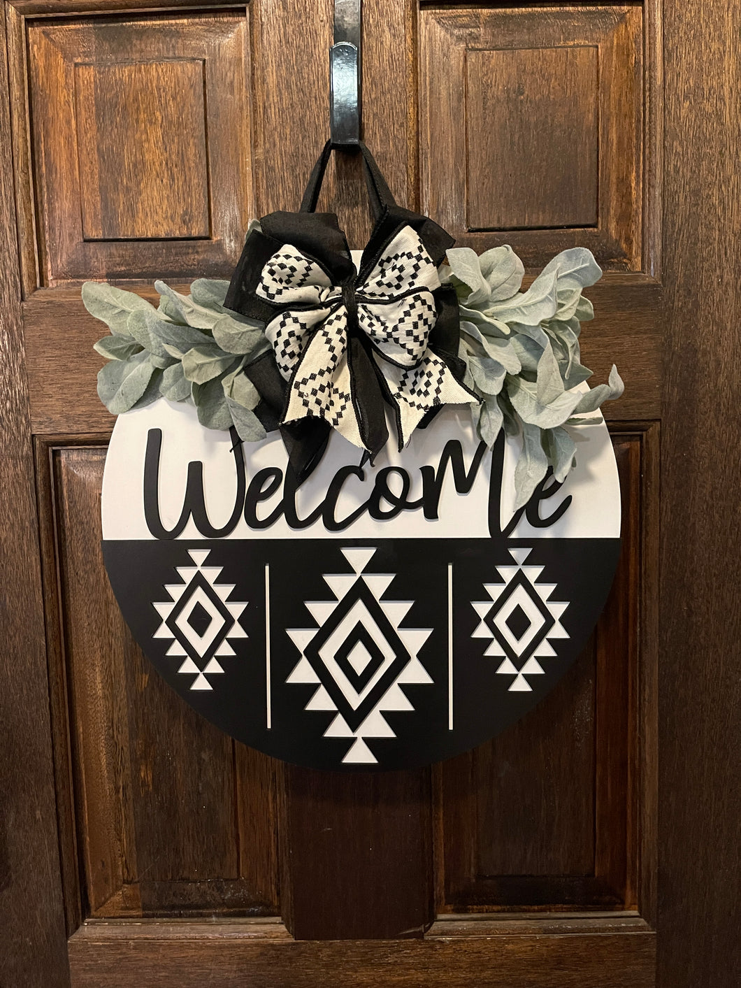 Black and White Aztec Door Hanger