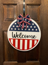 Load image into Gallery viewer, White Patriotic Welcome Door Hanger
