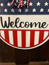 Load image into Gallery viewer, White Patriotic Welcome Door Hanger
