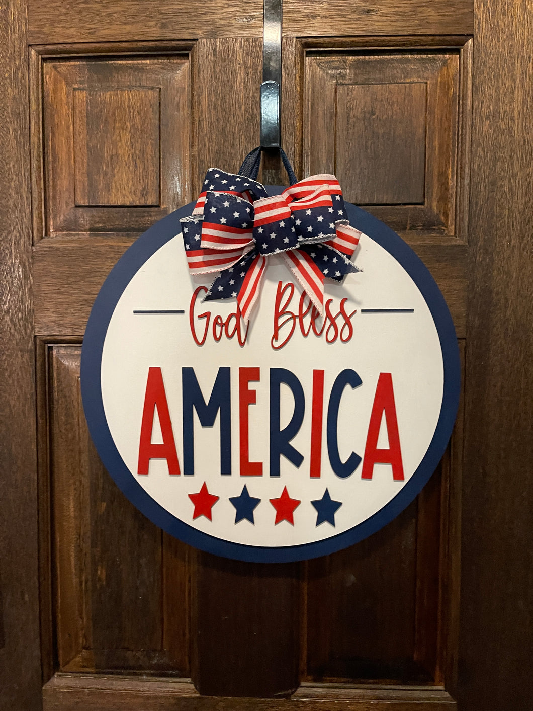 White Layered God Bless America Door Hanger