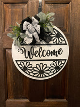 Load image into Gallery viewer, Black and White Floral Welcome
