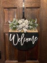 Load image into Gallery viewer, Black and Stained Welcome Door Hanger
