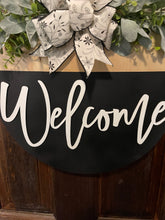 Load image into Gallery viewer, Black and Stained Welcome Door Hanger
