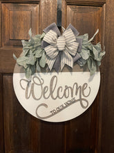 Load image into Gallery viewer, Gray and White Welcome To Out Home Door Hanger
