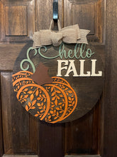 Load image into Gallery viewer, Hello Fall Ornate Pumpkin Door Hanger
