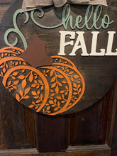 Load image into Gallery viewer, Hello Fall Ornate Pumpkin Door Hanger
