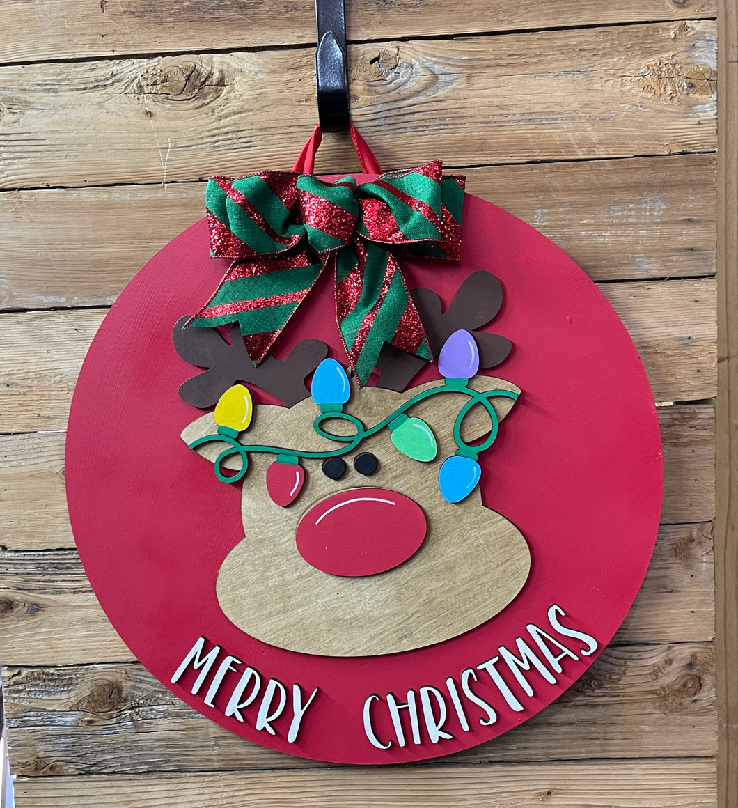 Merry Christmas Reindeer Door Hanger