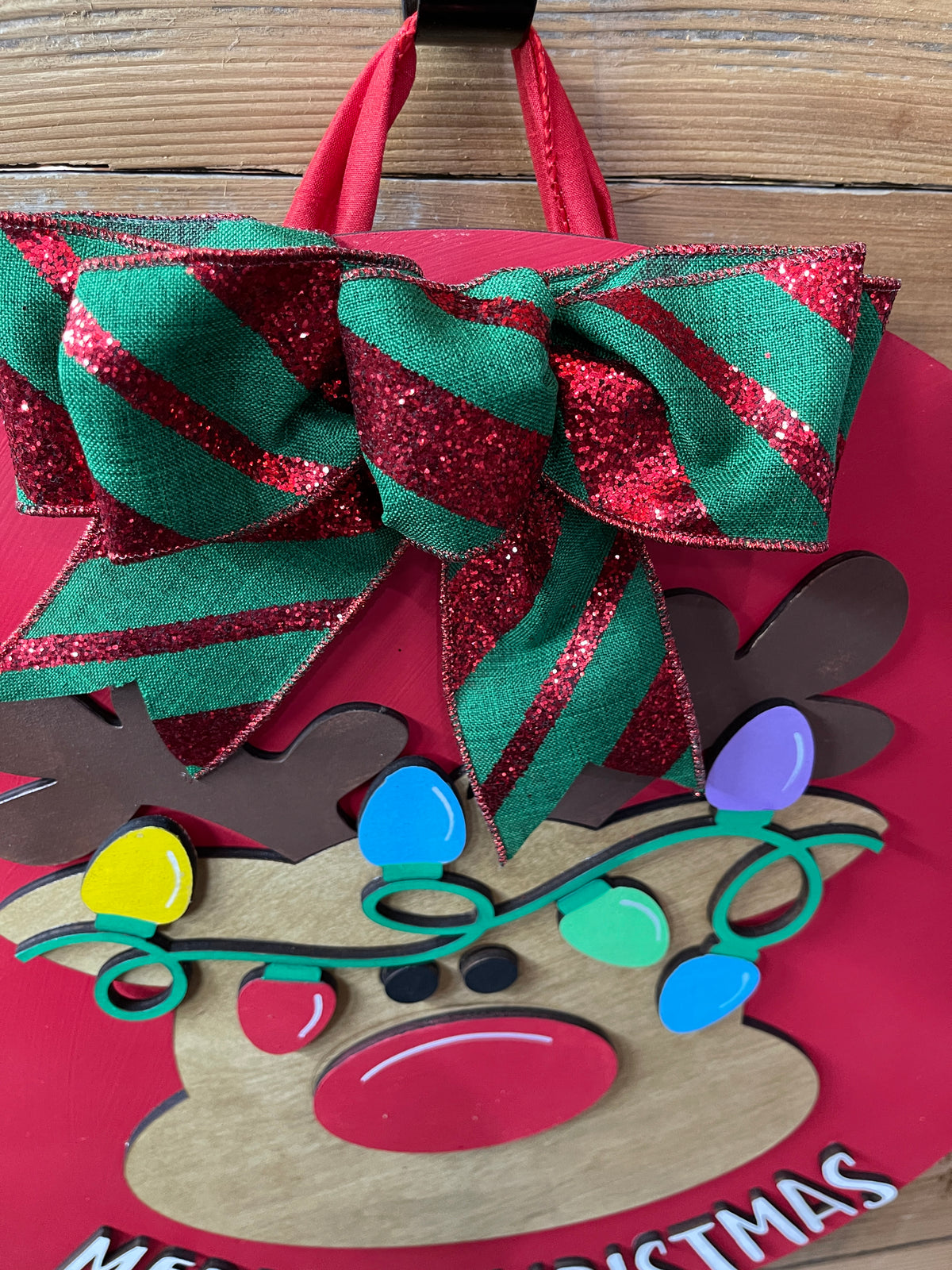 Merry Christmas Reindeer Door Hanger