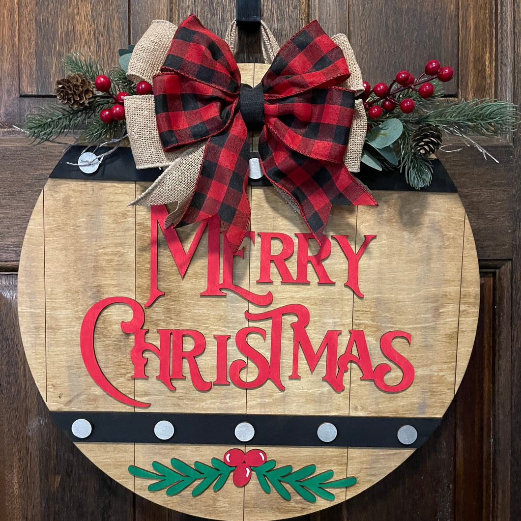 Rustic Merry Christmas Door Hanger