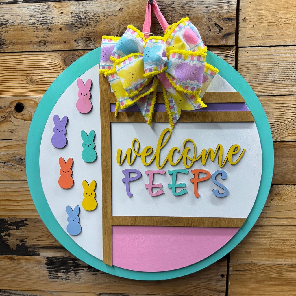 Welcome Peeps Door Hanger