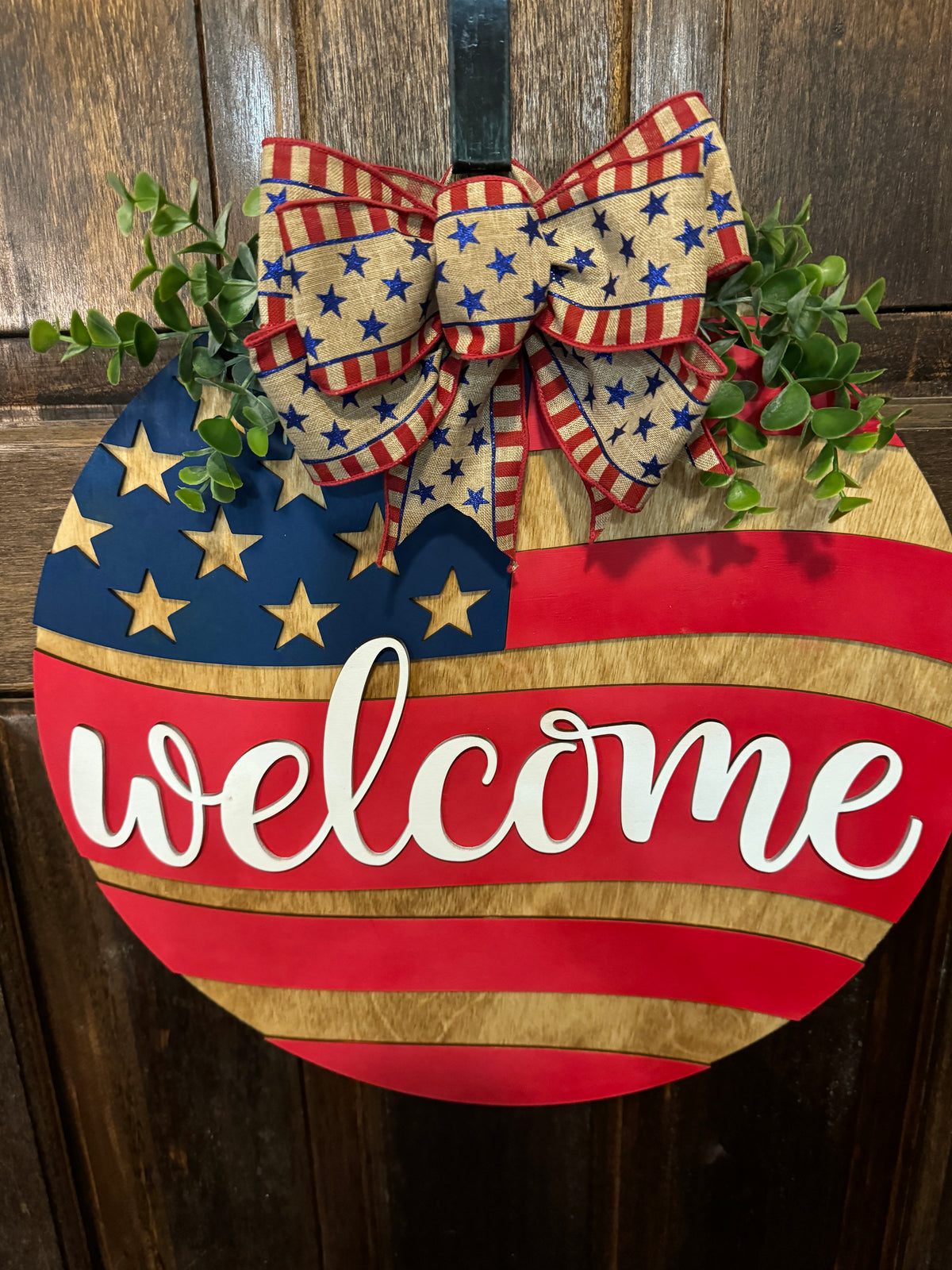 Rustic Flag Welcome Door Hanger