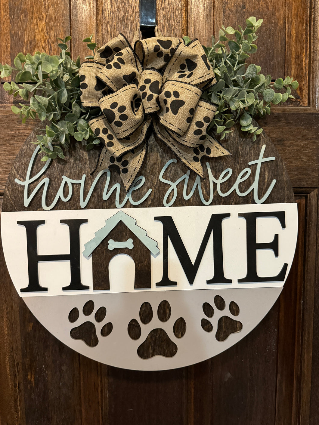 Home Sweet Home Paw Print Door Hanger