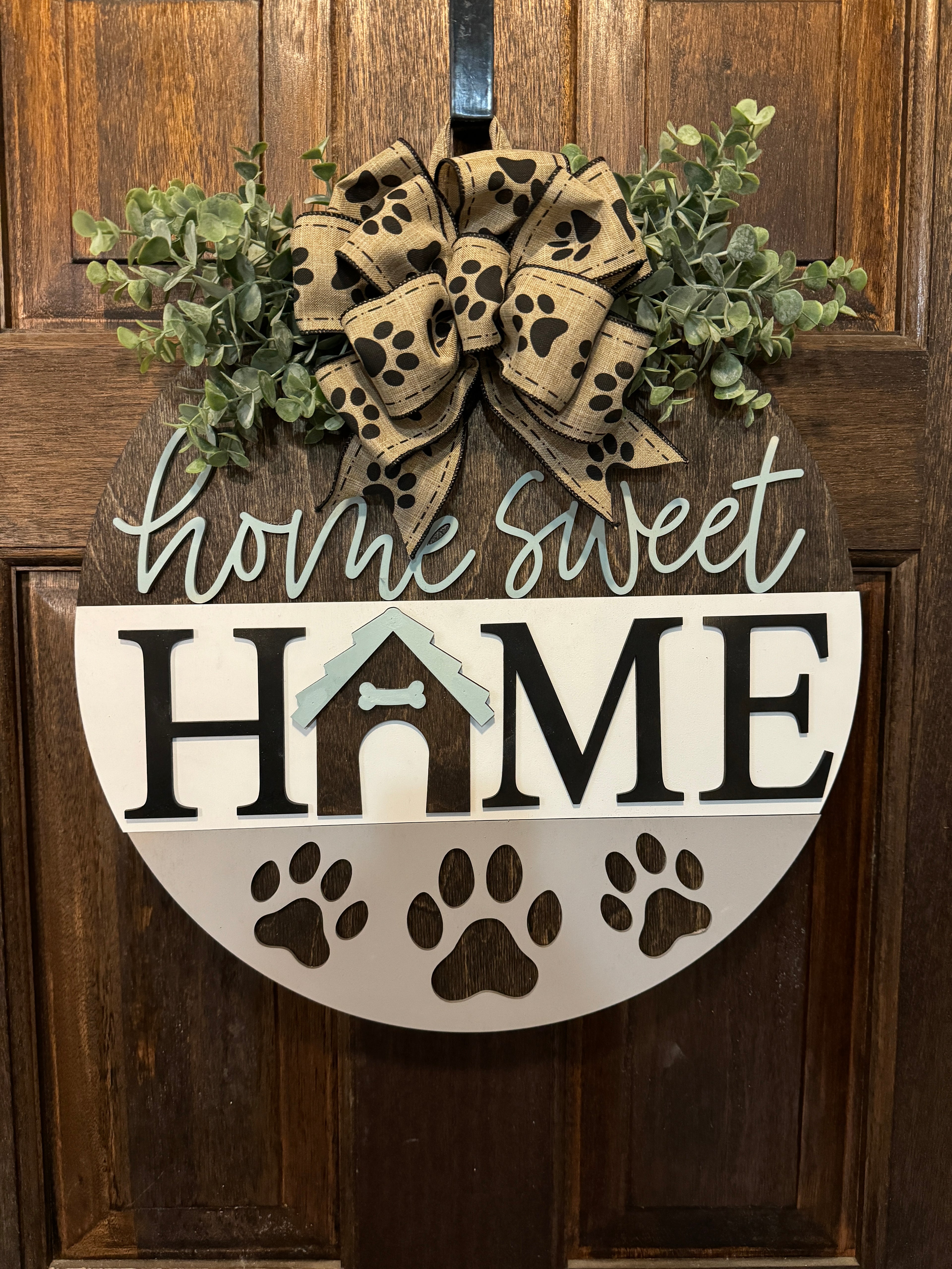 Home Sweet Home Paw Print Door Hanger