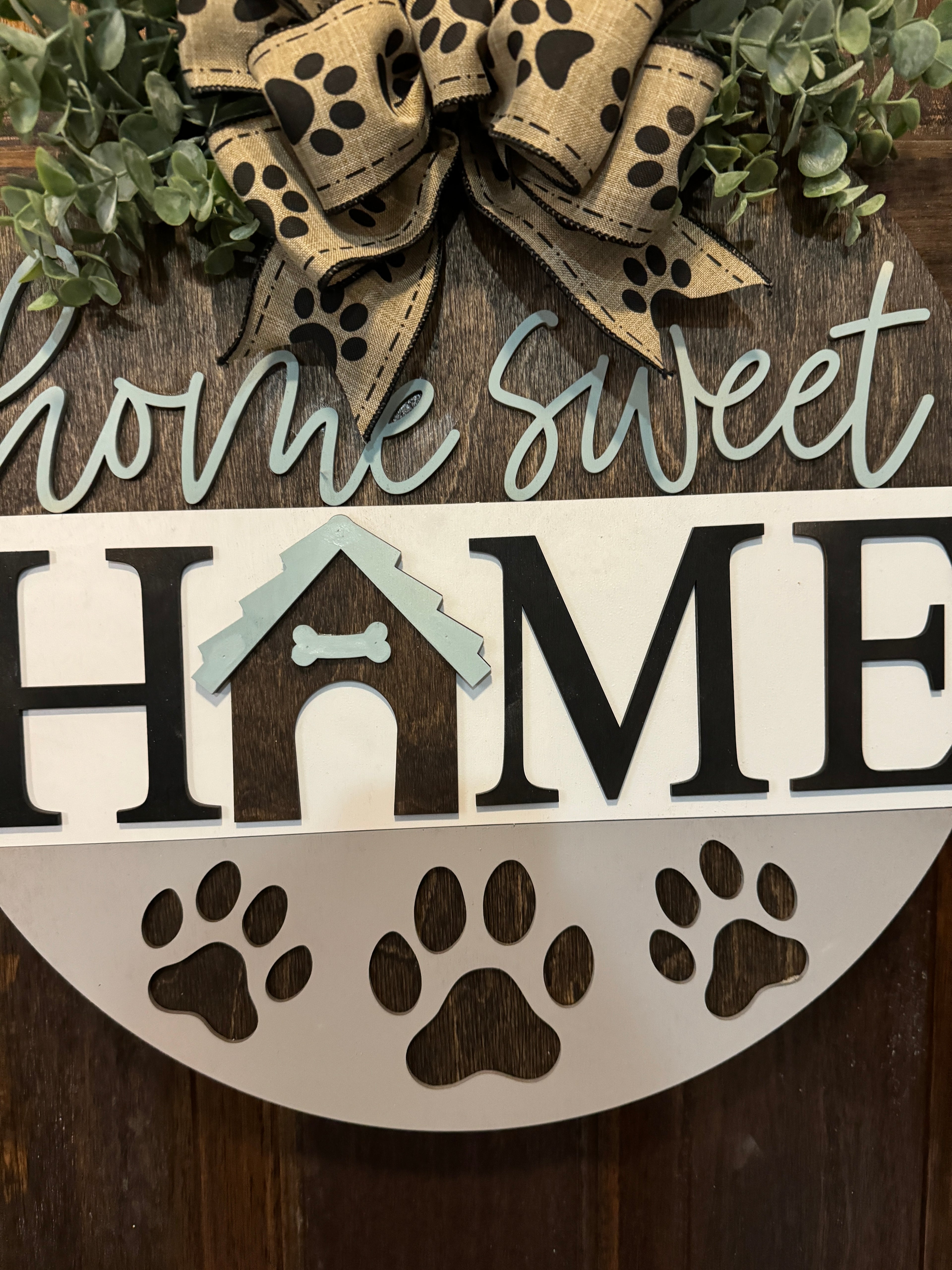 Home Sweet Home Paw Print Door Hanger