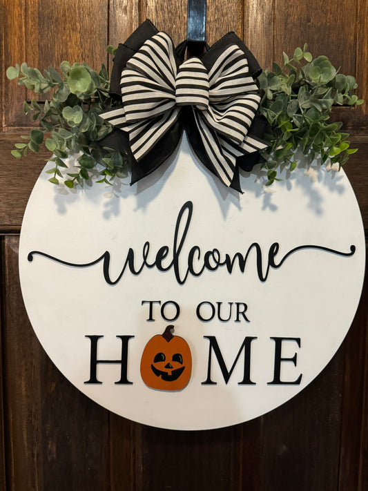 White Welcome To Our Home Interchangeable Door Hanger