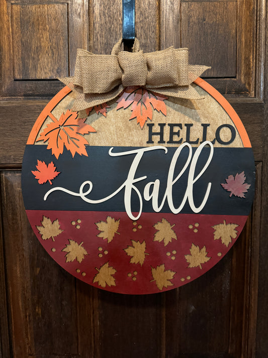 Hello Fall Leaves Door Hanger