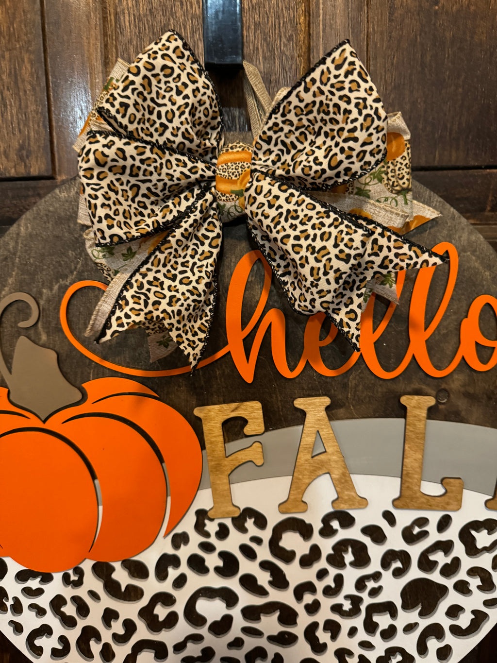 Hello Fall Leopard door hanger