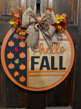 Load image into Gallery viewer, Hello Fall Leaves and Pumpkin Door Hangers
