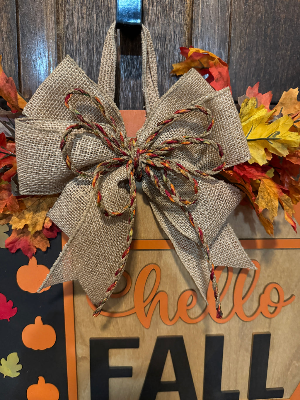 Hello Fall Leaves and Pumpkin Door Hangers