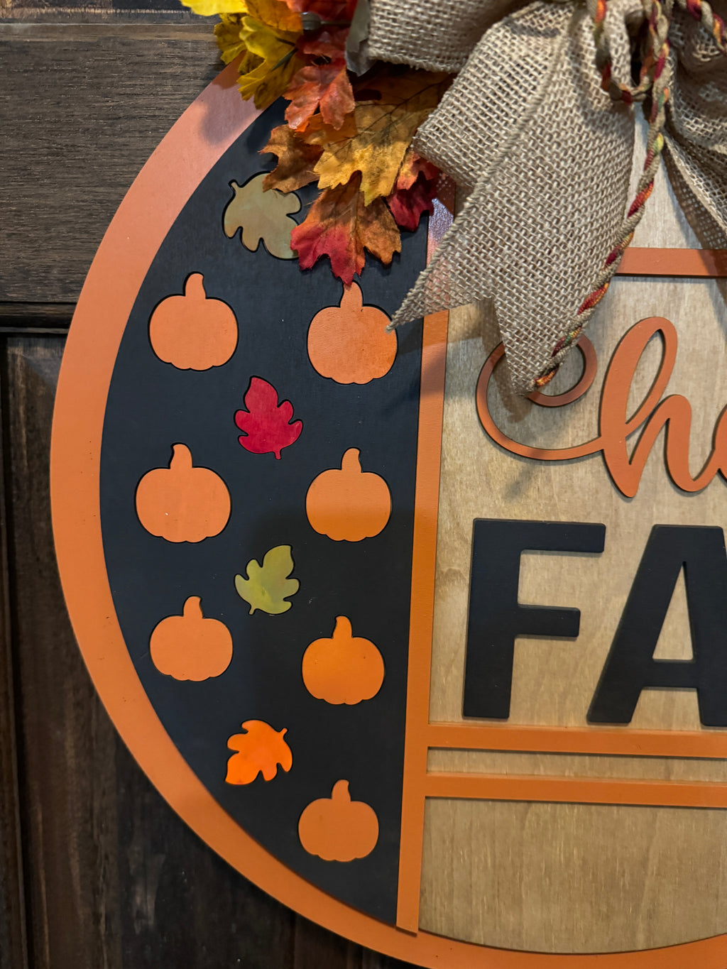 Hello Fall Leaves and Pumpkin Door Hangers