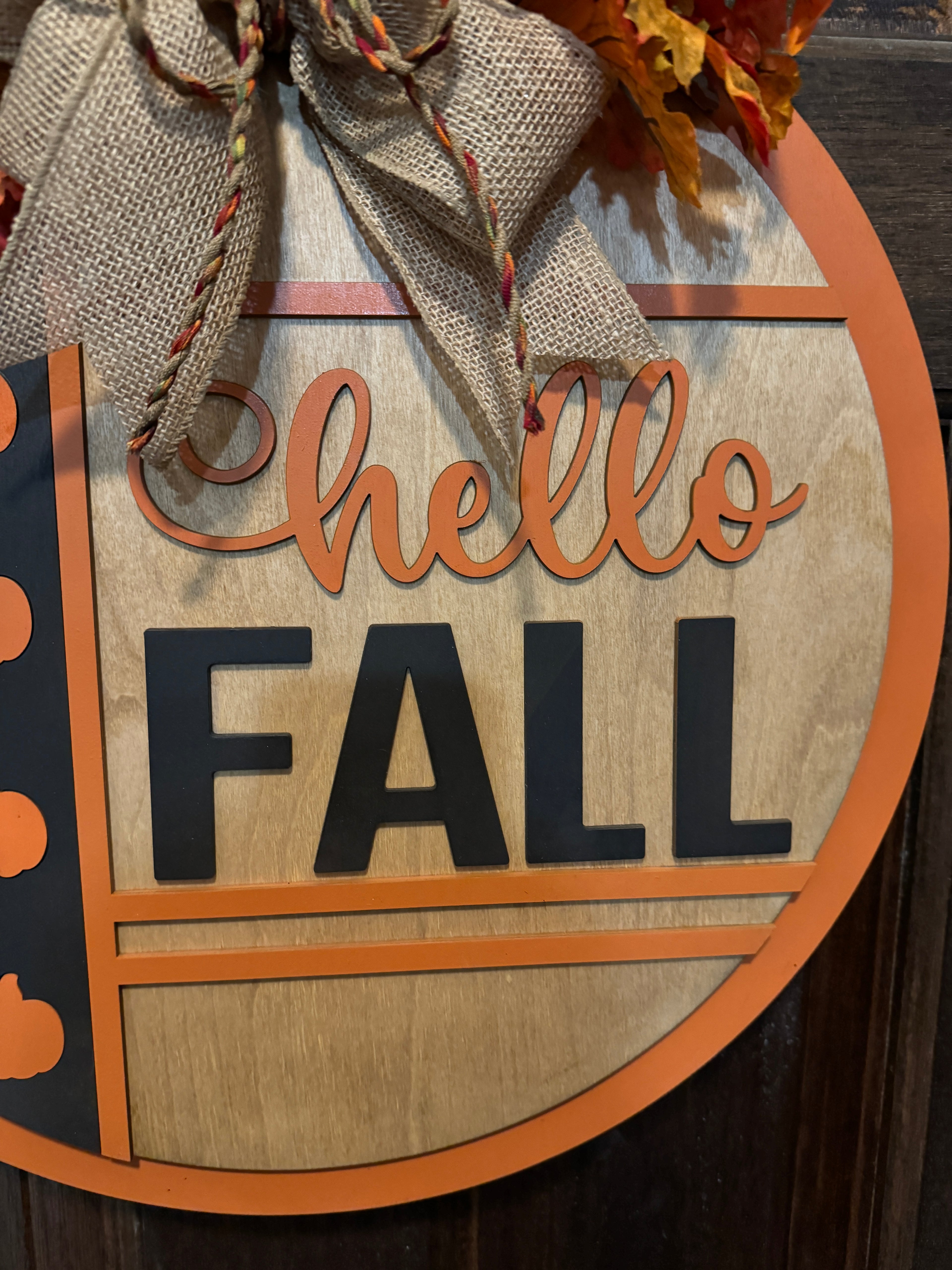 Hello Fall Leaves and Pumpkin Door Hangers