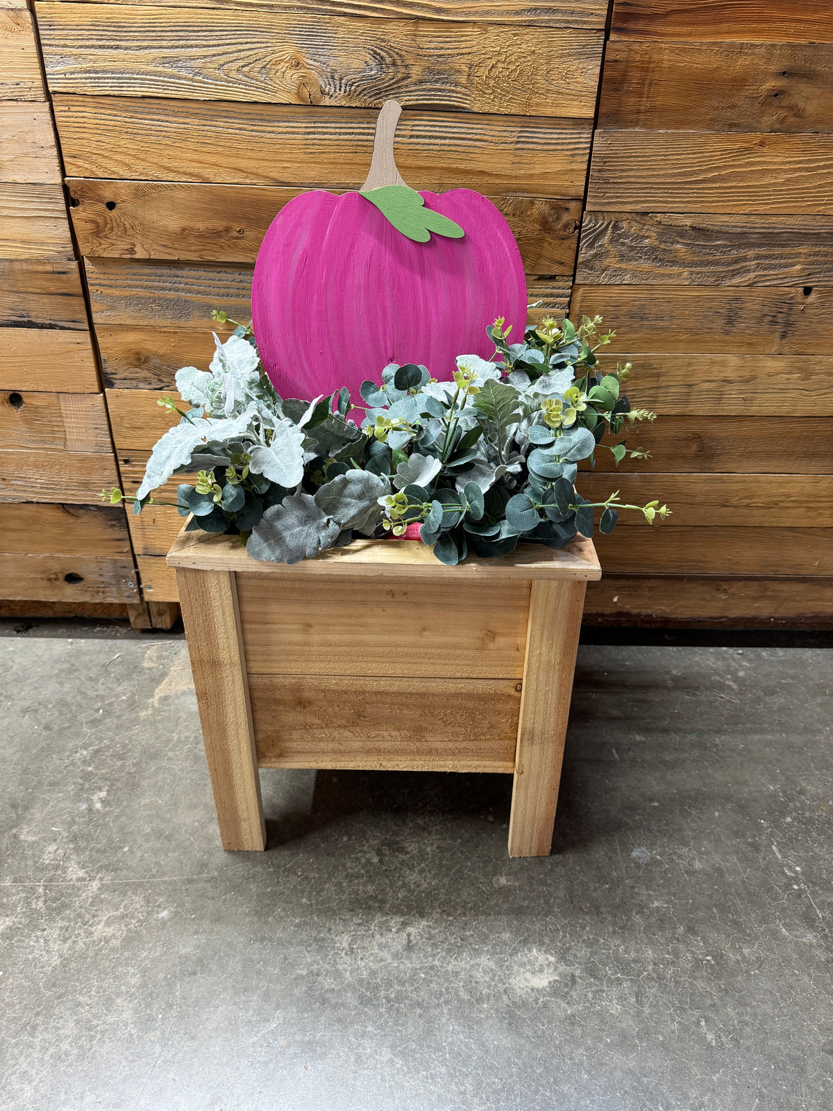 Pink Green White and Hot Pink Pumpkin Yard Art