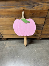 Load image into Gallery viewer, Pink Green White Pumpkin Yard Art
