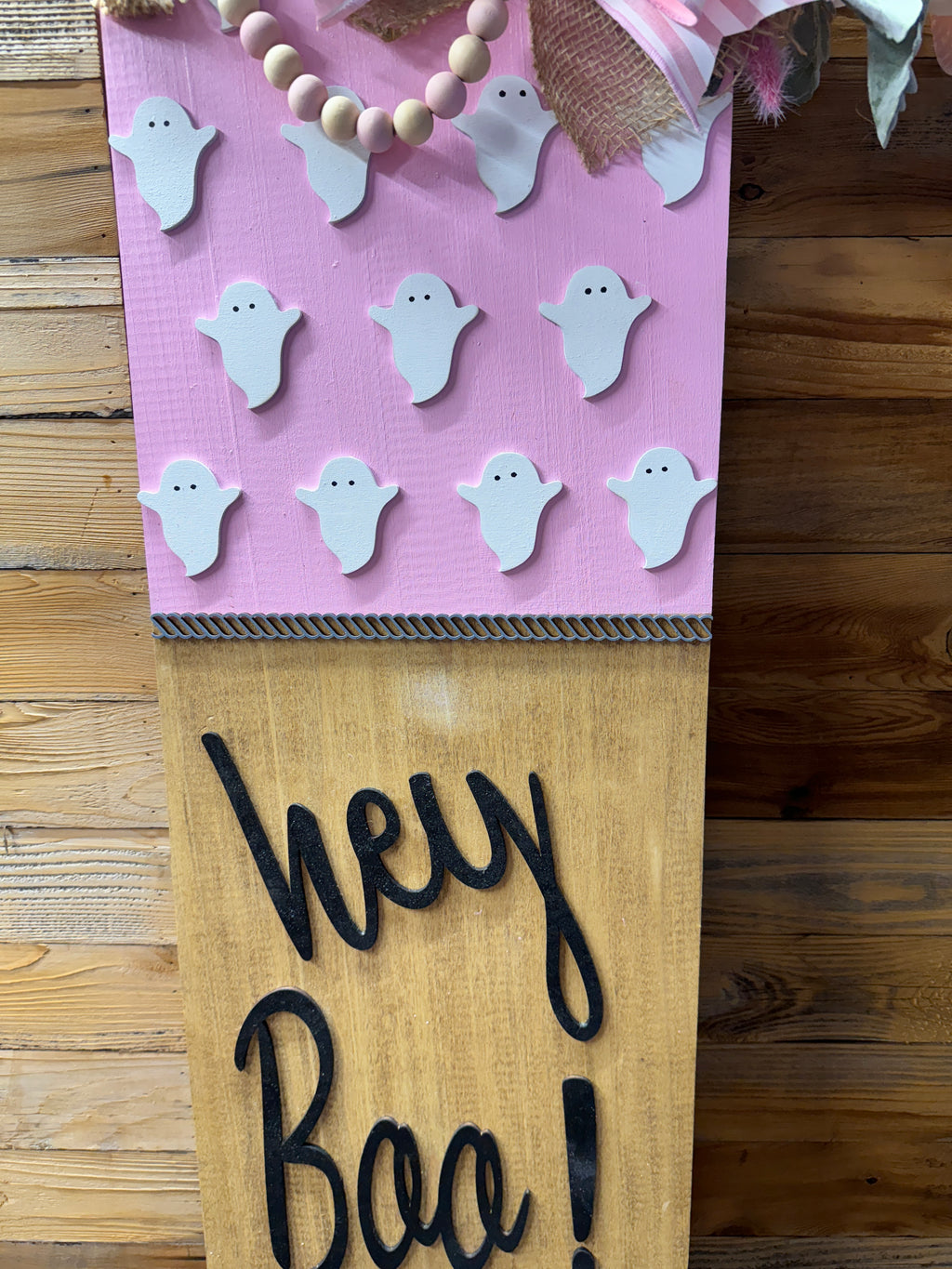 Hey Boo! Pink With White Ghost.  Local Pick Up Only