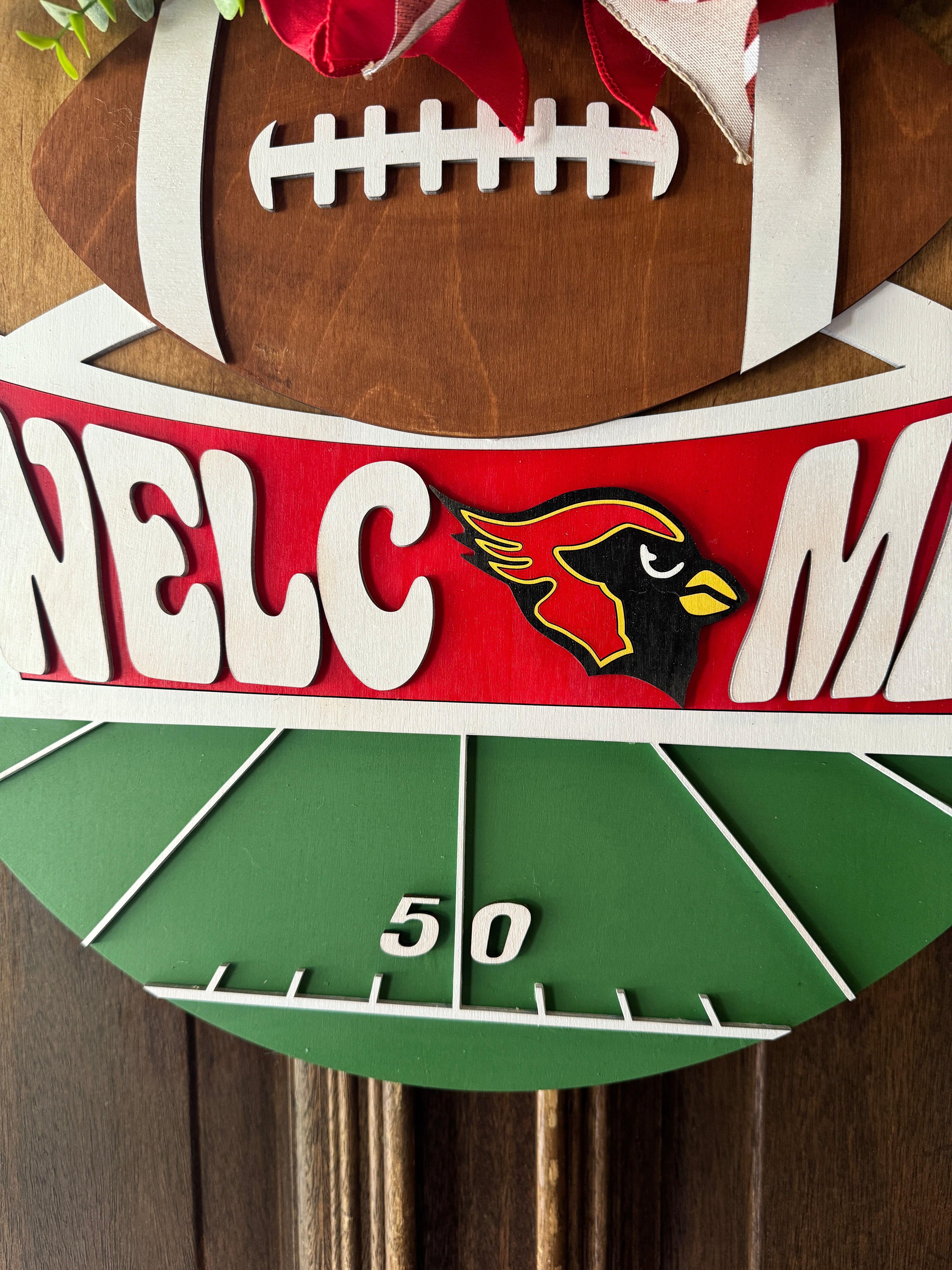 Melissa Cardinal Football Door Hanger