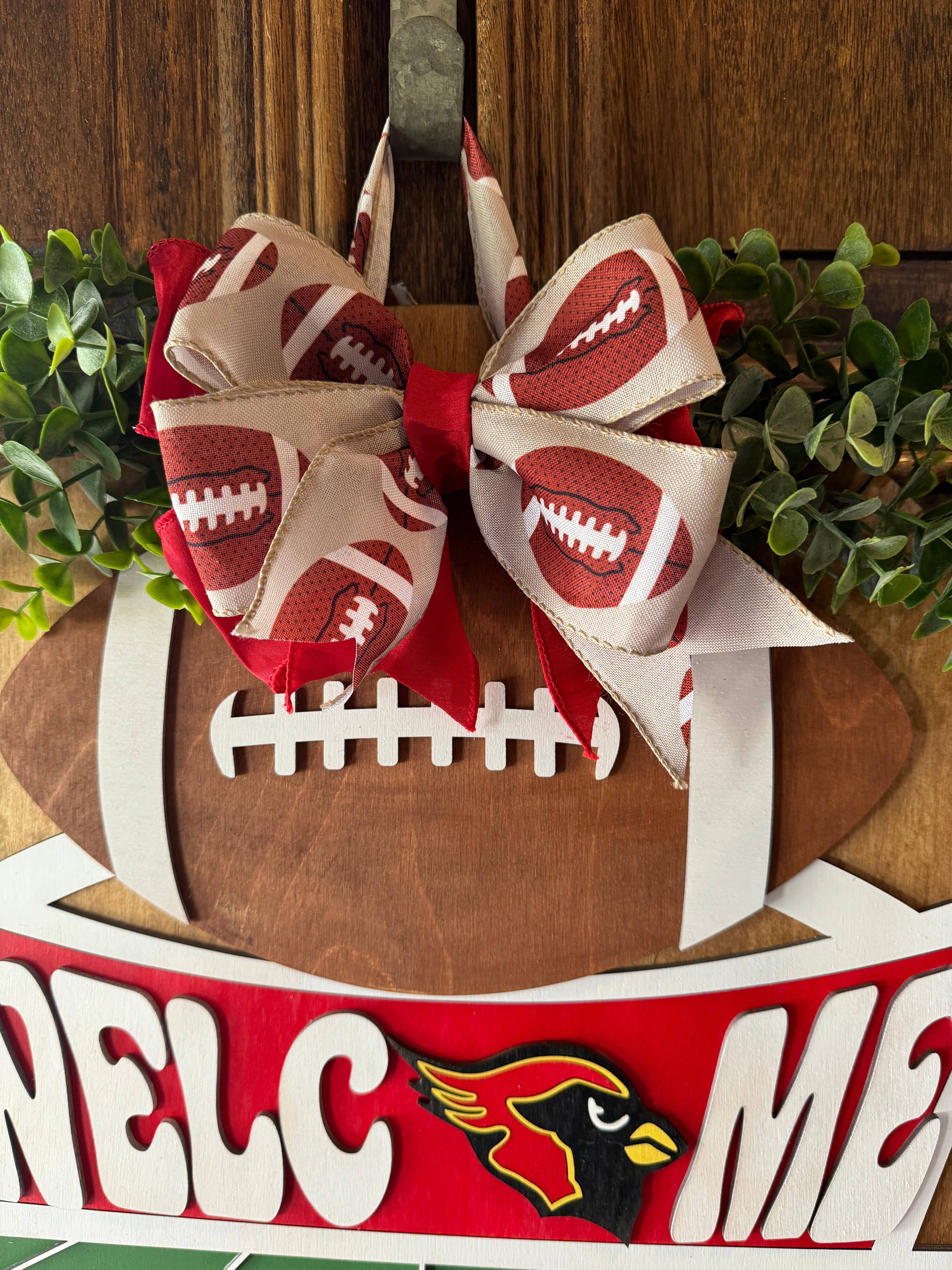 Melissa Cardinal Football Door Hanger