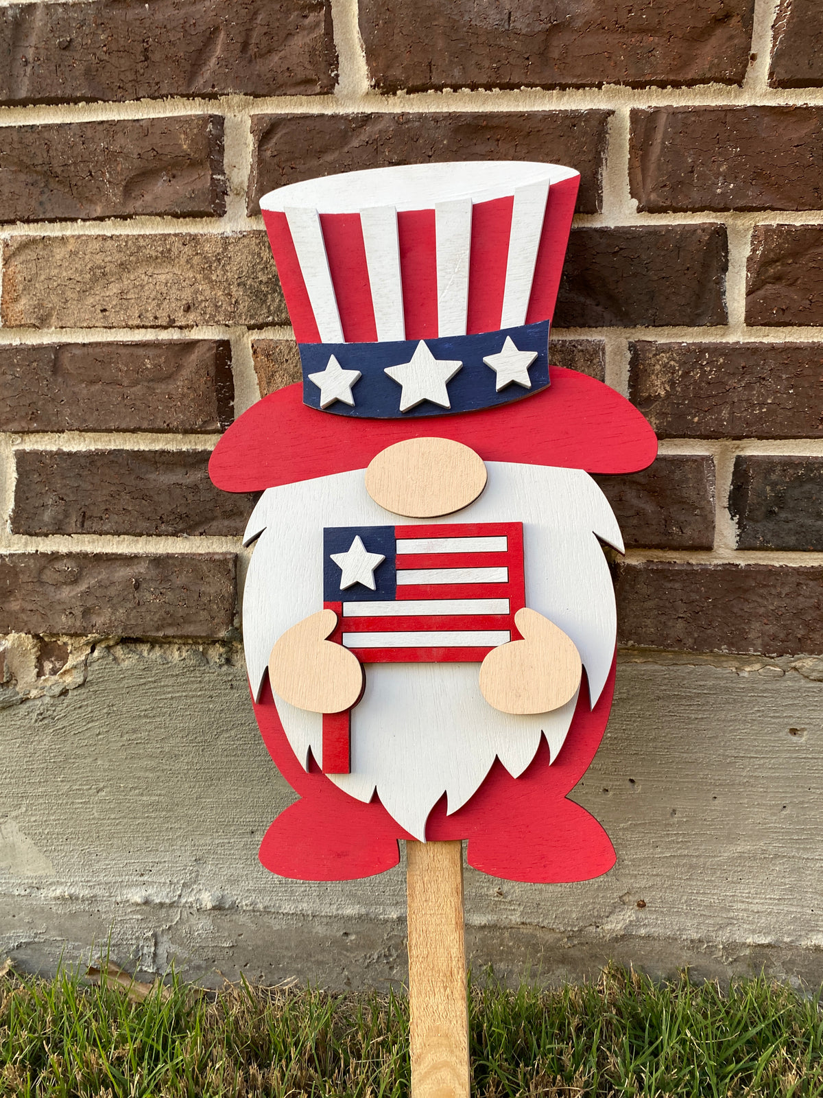 Patriotic Gnome Yard Art