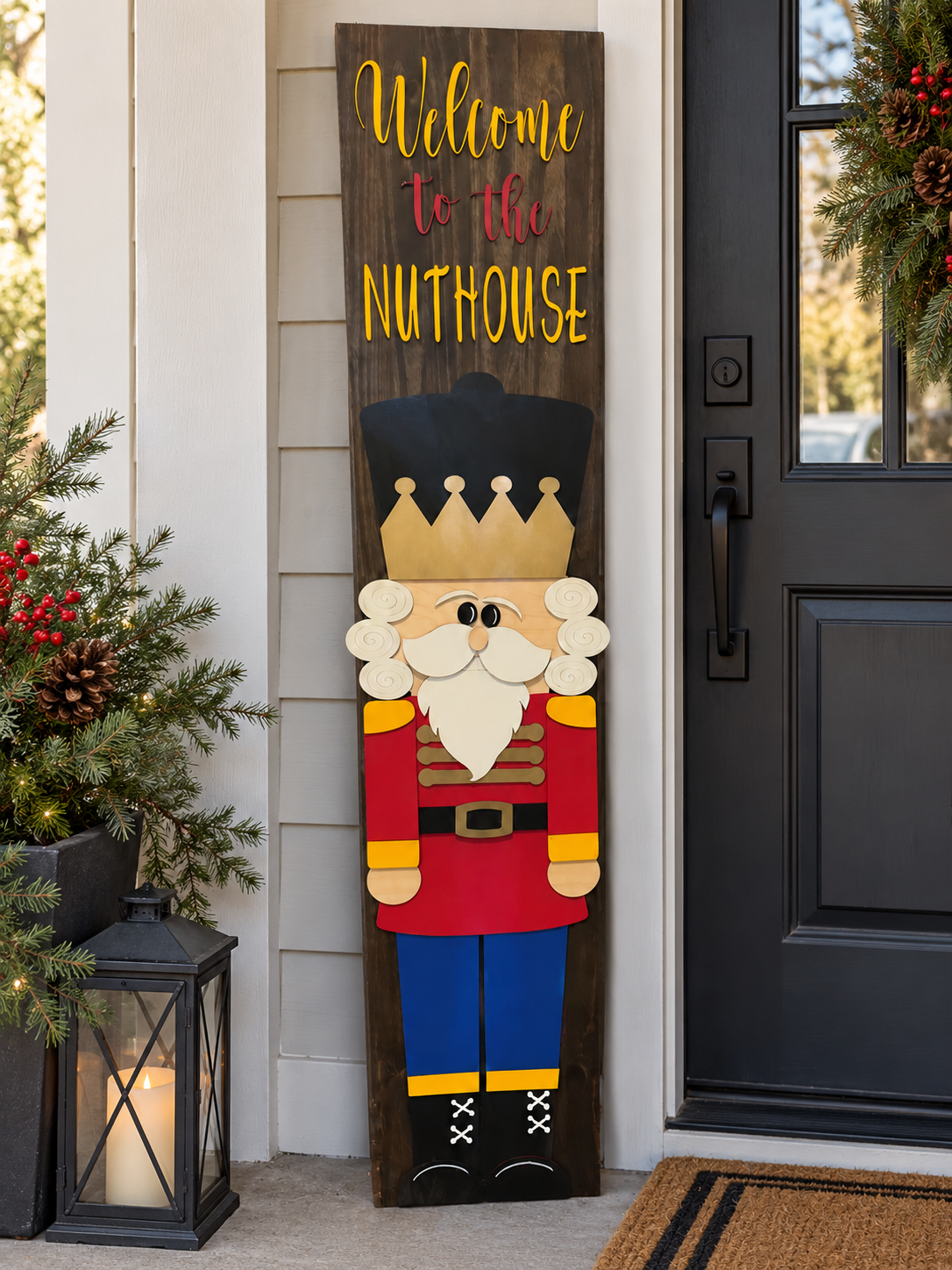 5 Ft Nutcracker Christmas Porch Leaner | Nuthouse Sign